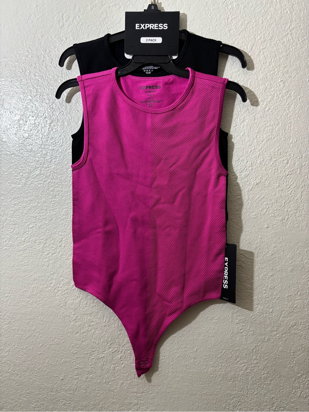Express girls Hot Pink and black Sleeveless 2 Piece Bodysuit